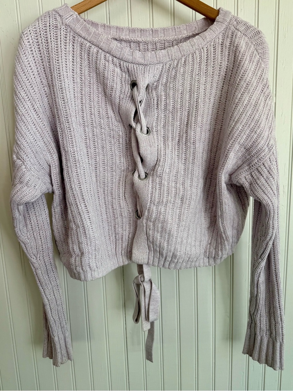 Hollister Lavender Sweater Size S with Lace-Up Back